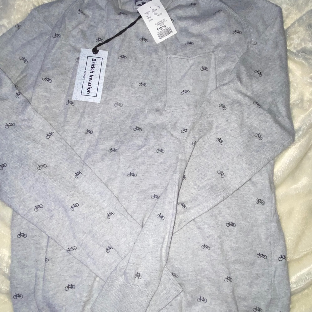 Grey bicycle pattern sweater